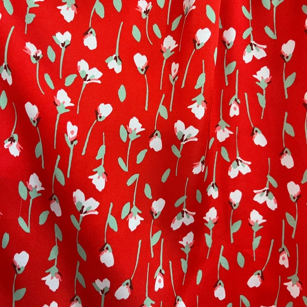 Red Ruffled Midi Dress - Picture 6 of 9